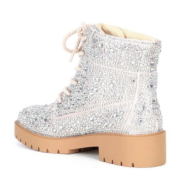 NWT Betsey Johnson SB-HUDSN Rhinestone Combat Bootie - Picture 5 of 15